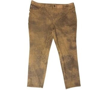 Chicos x-Large 2.5P size 14P Faux Suede Worn‎ Luggage Pants Brown Skinny Crop xl